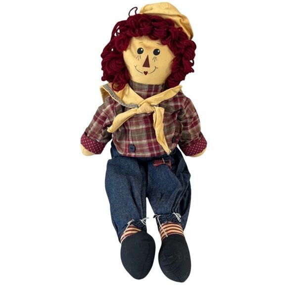 3PC Vintage Raggedy Ann & Andy Primitive Fabric Dolls  (Set of 3) - Picture 13 of 16